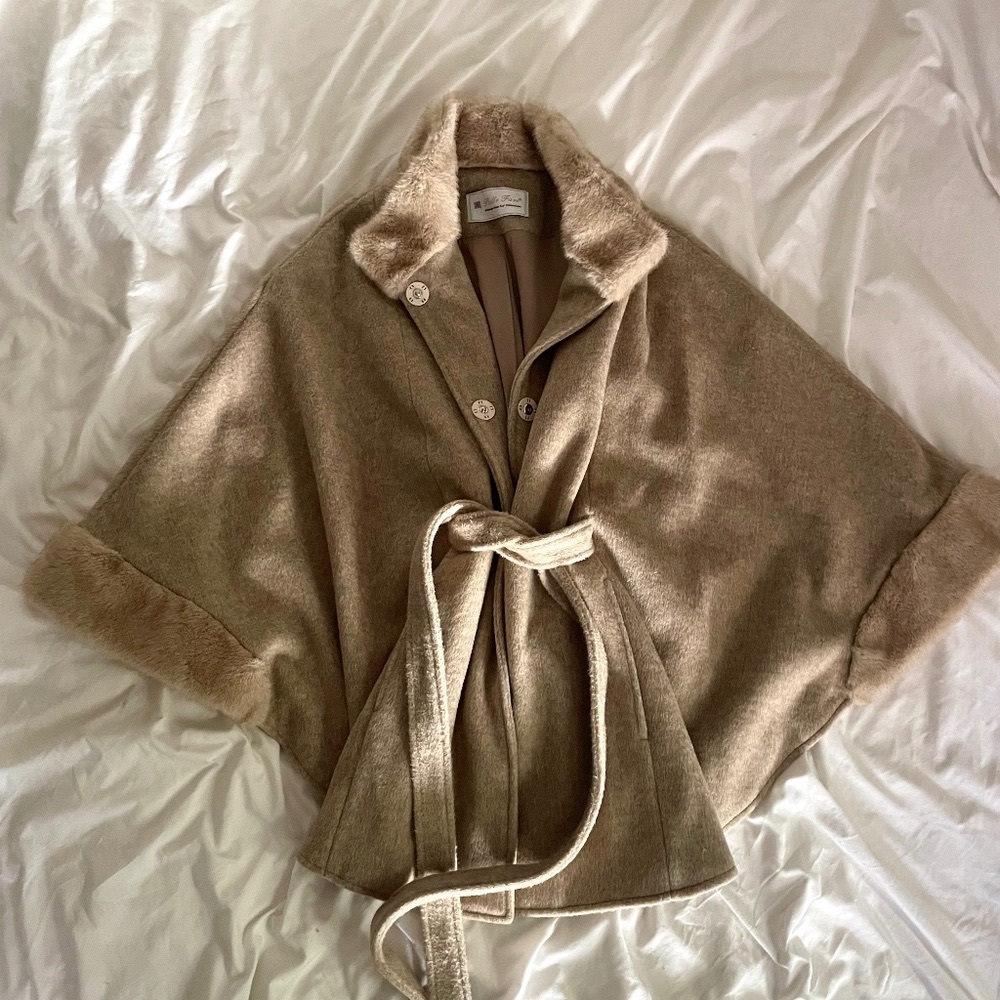 NWT Luxurious PENNY LANE Wool Coat Faux Fur Trim - Picture 2 of 14